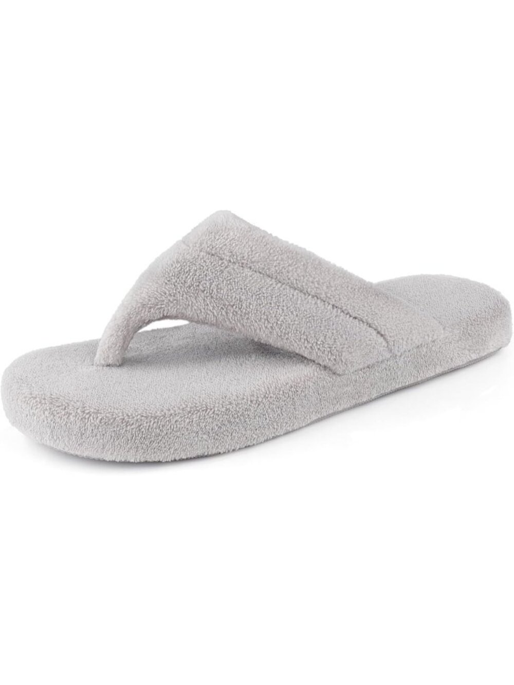 Women's Grey Flip Flops Spa Thong Open Toe Memory Foam Lining House Slippers